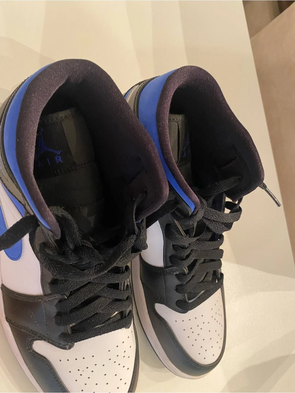 Jordan Mid/High-Top Sneakers in Black/White/Royal Blue Racer Sz 10.5